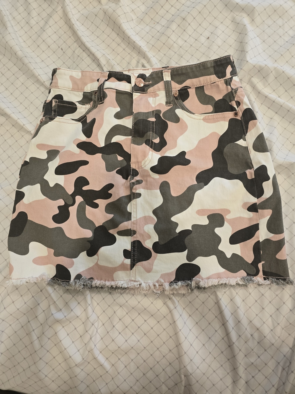 Guess Pink Camouflage Denim Mini Skirt